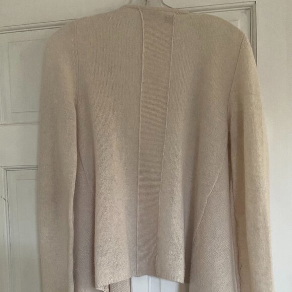 360 Cashmere - 100% Cashmere open cardigan fringed sweater - Cream - Size S - Picture 2 of 7